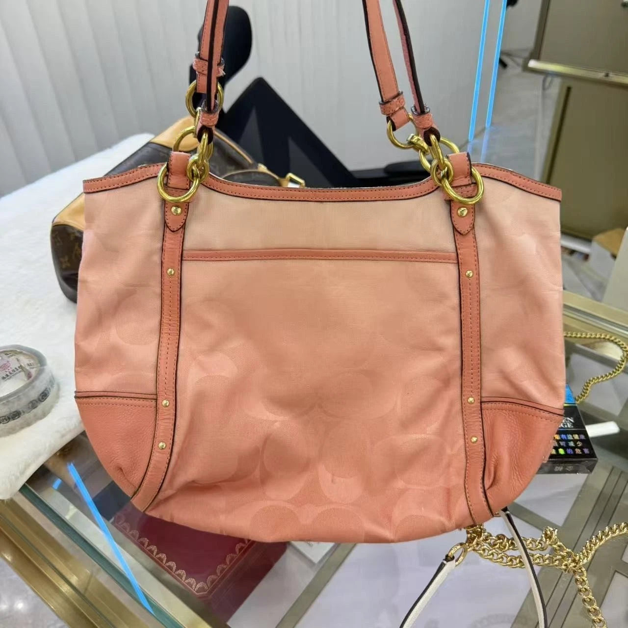 Coach Women Pink Tote Handbag