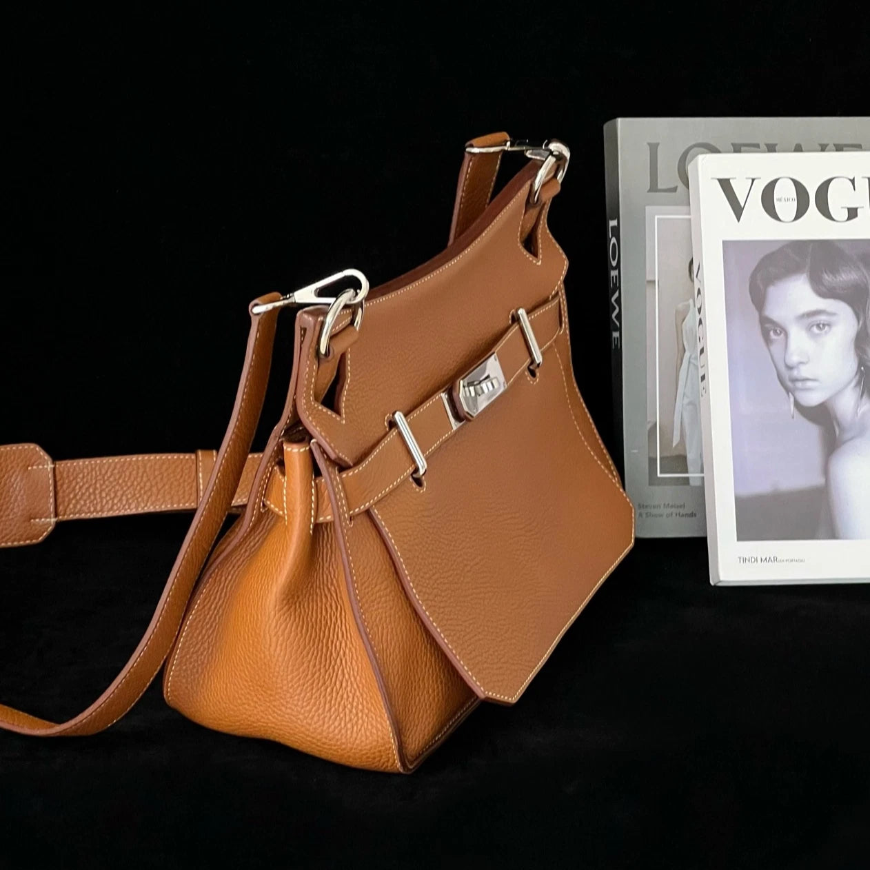 Hermes Jypsiere31 Shoulder Bag Brown Silver Used Women Classic Fashion