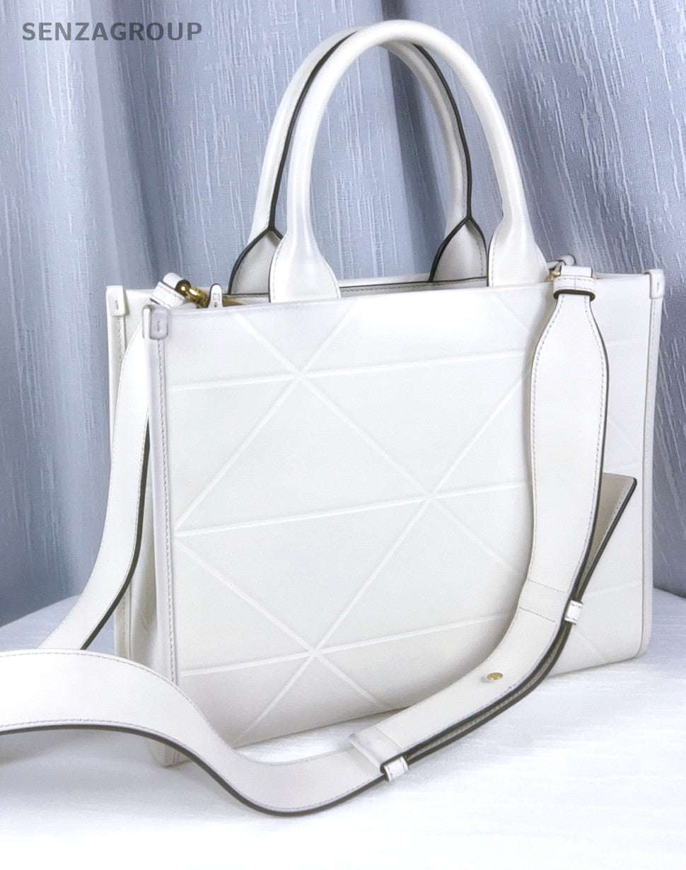 PRADA Symbole Top Handle tote Handbag White Gold Women Almost Brand NEW