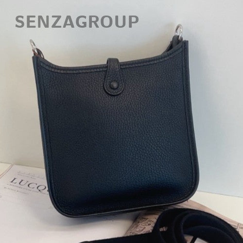 HERMES Evelyne Mini Shoulder Bag Crossbody Black Silver Used Women Classic