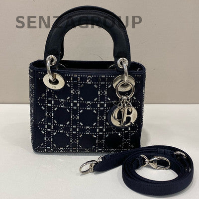 Dior Lady Dior 2Way Handbag Shoulder Bag Black Silver Women's Fashion