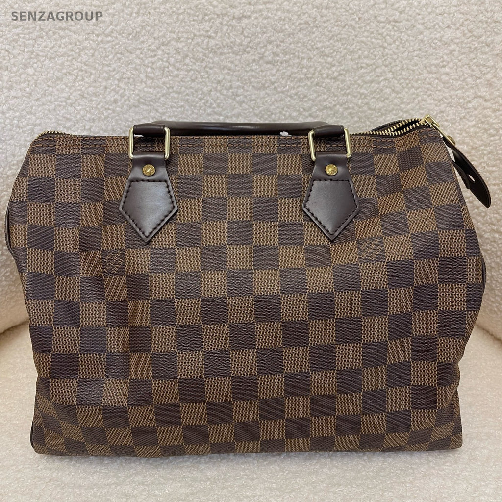 Louis Vuitton Speedy Damier Ebene Handbag Brown Gold Women's Classic