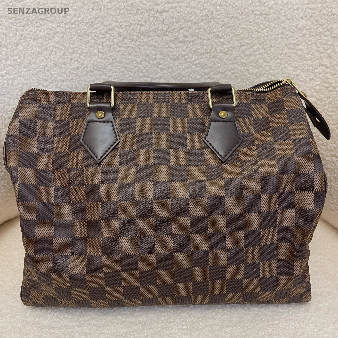 Louis Vuitton Speedy Damier Ebene Handbag Brown Gold Women's Classic