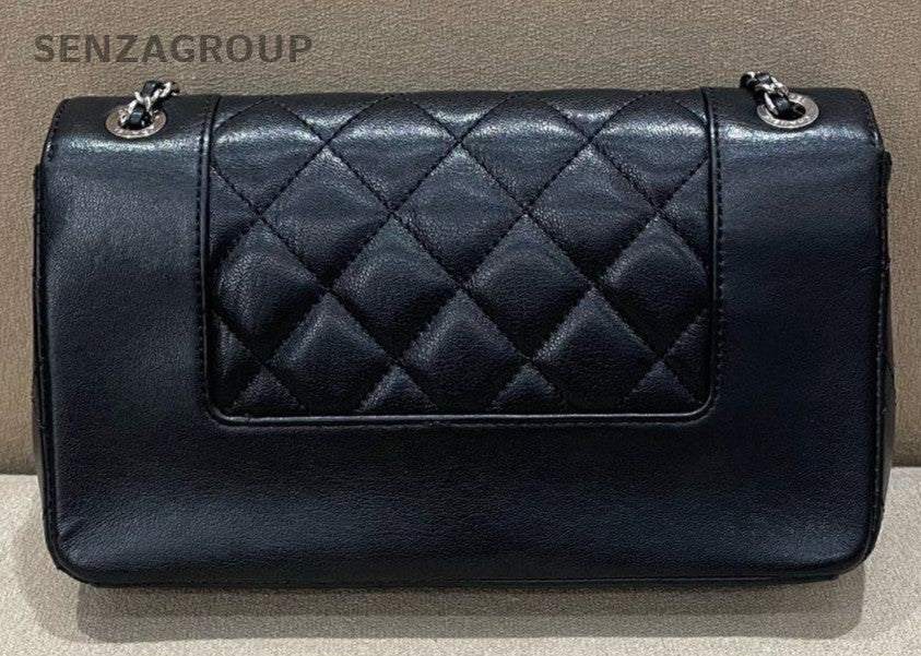 Chanel Classic Flap PM Chain Shoulder Bag Crossbody Black Silver Women Designer