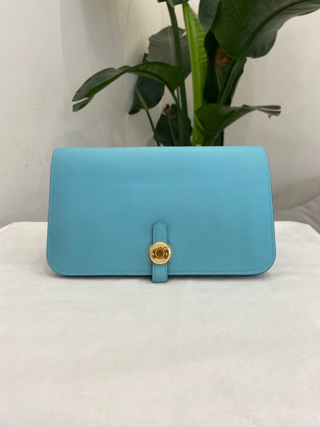 Hermes Dogon Duo Blue Leather Wallet Clutch For Women