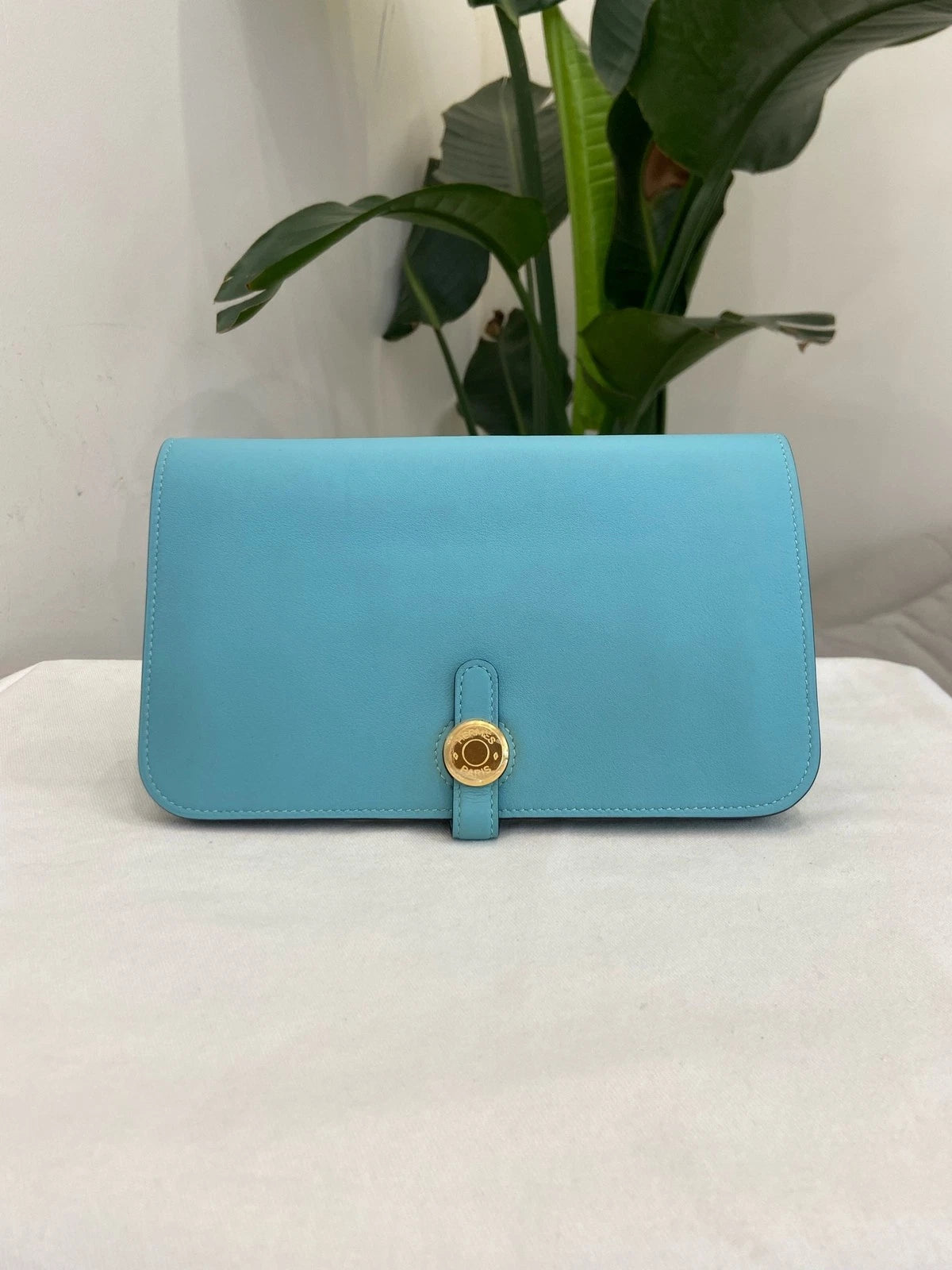 Hermes Dogon Duo Blue Leather Wallet Clutch For Women