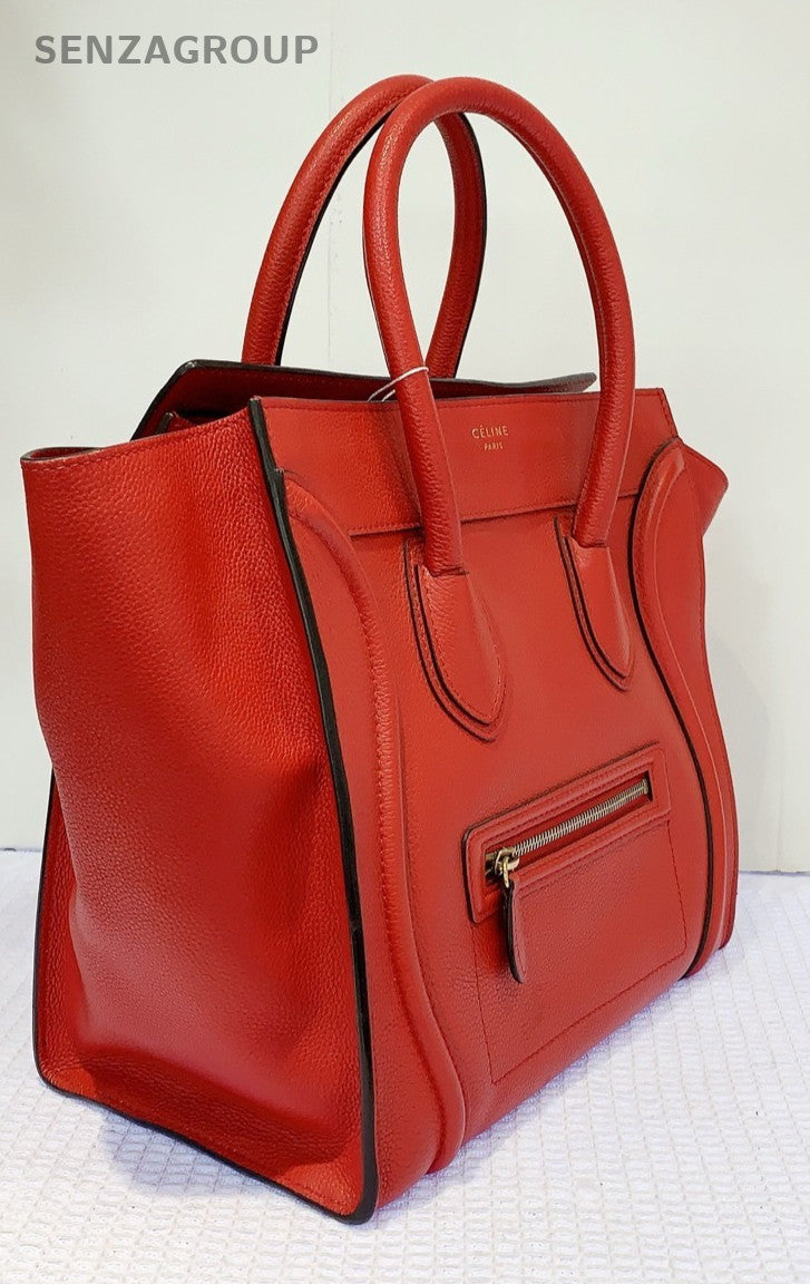 CELINE Micro Luggage tote Top Handle Handbag Women Red