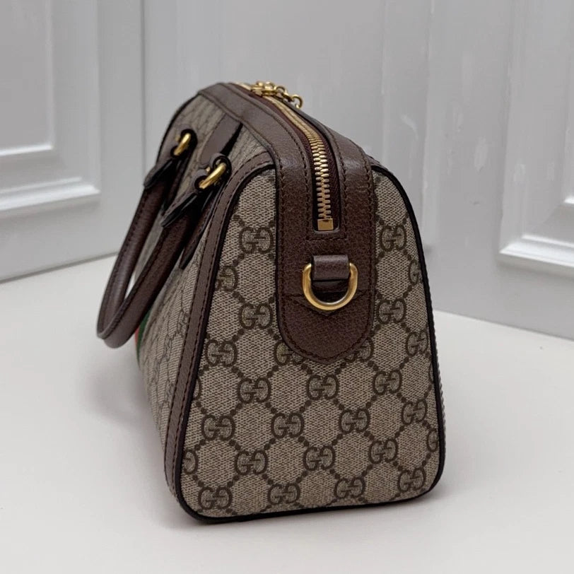 Gucci Ophidia Boston Bag GG Supreme Canvas Crossbody Bag Brown Women