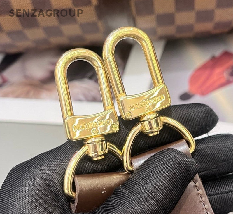 Louis Vuitton Keepall Damier Top Handle Bag Crossbody Brown Gold Unisex Adults