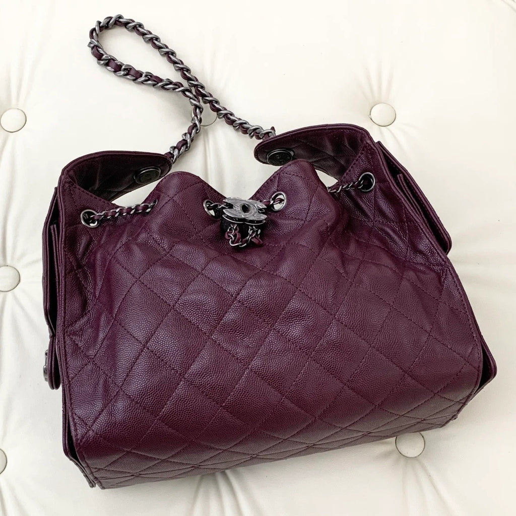 Chanel 25Bag PM Calfskin Shoulder Crossbody Bag Red Silver Women Classic S