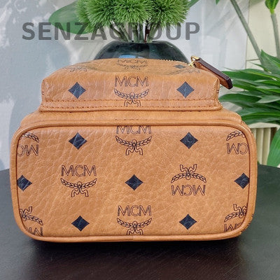 MCM Mini Backpack Orange Gold Leather Women's Classic Fashion