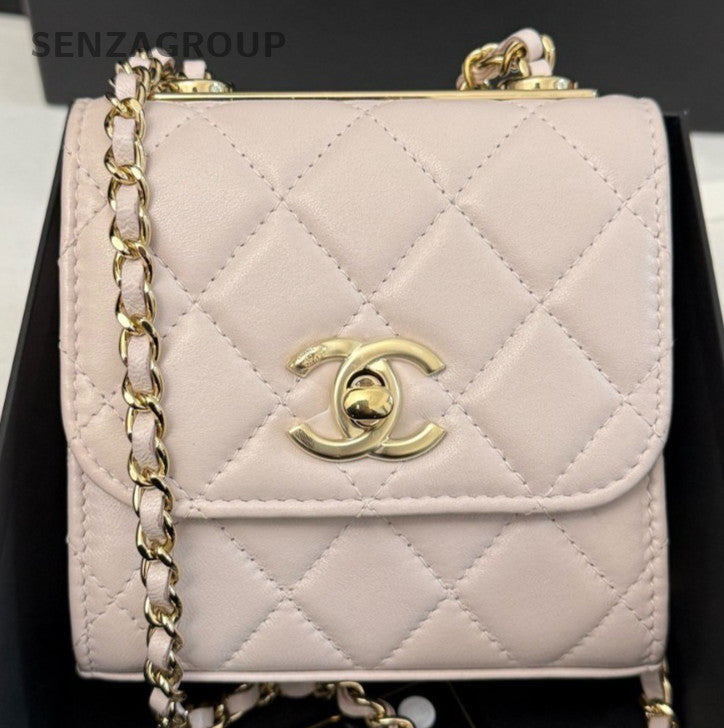 Chanel Trendy CC Mini Chain Shoulder Bag Crossbody Pink Gold Women Classic
