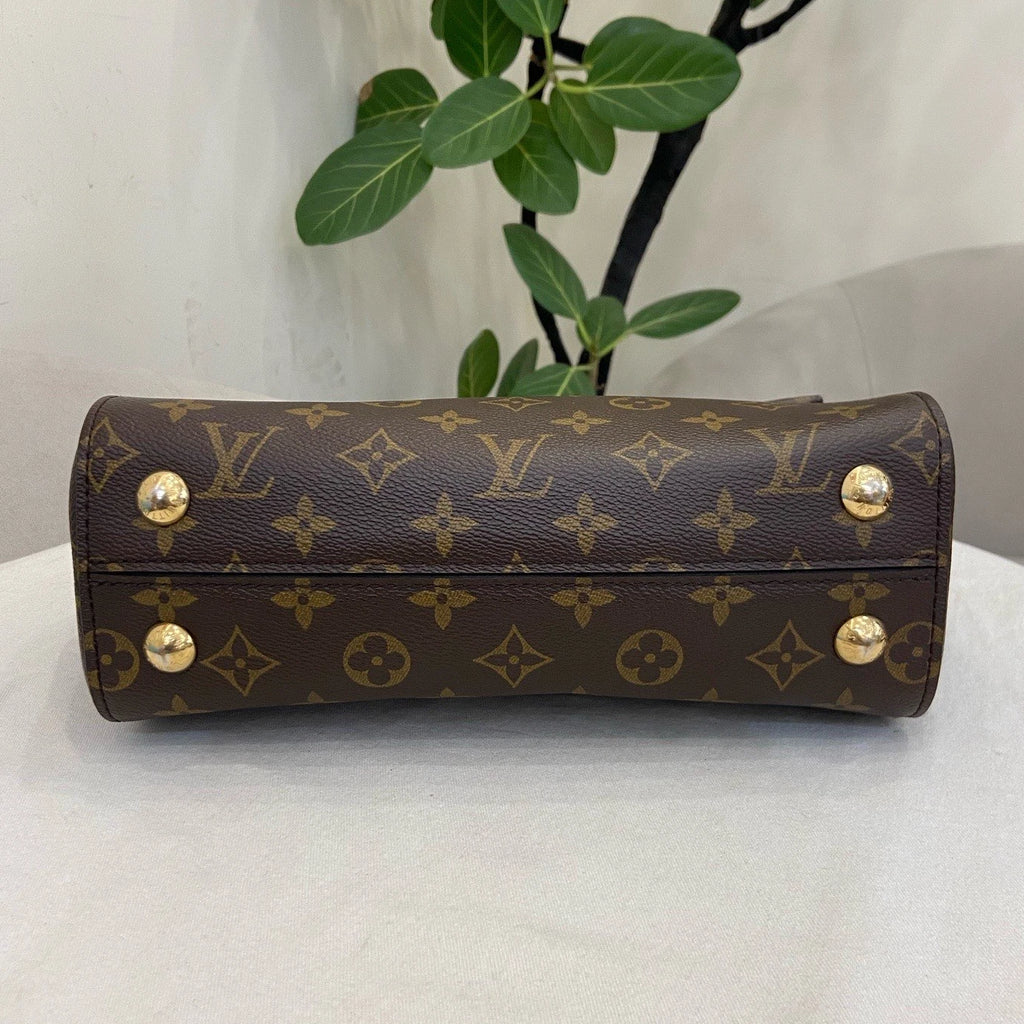 Louis Vuitton Cluny BB Monogram Top Handle Bag Crossbody Brown Gold Women