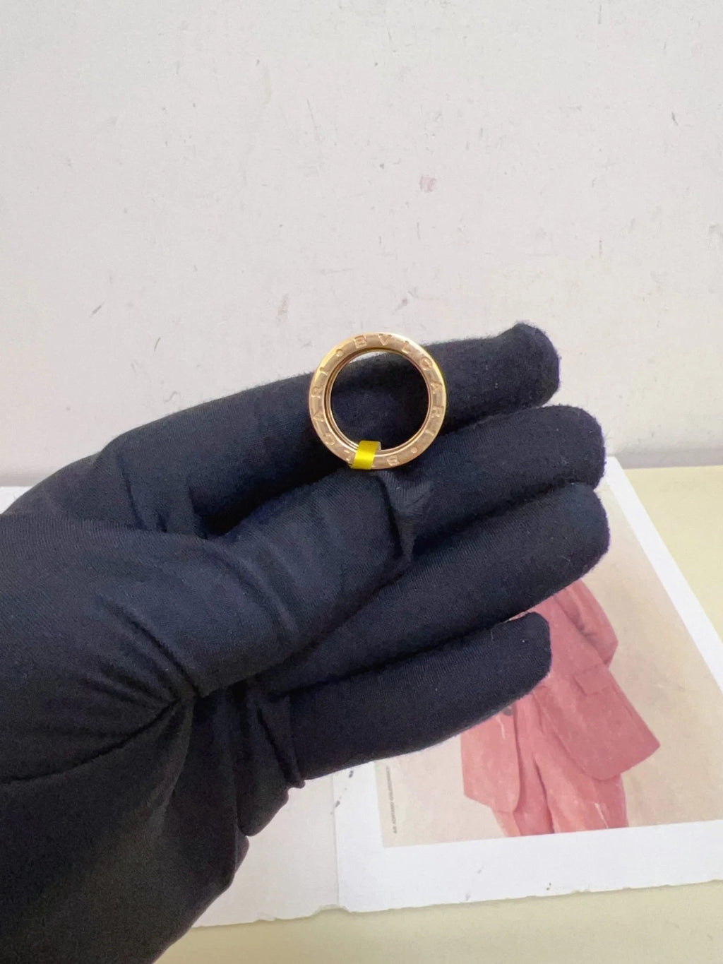 Bvlgari B.Zero1 Four Band Ring 18k Rose Gold &amp; Black Ceramic EU54/US6.75
