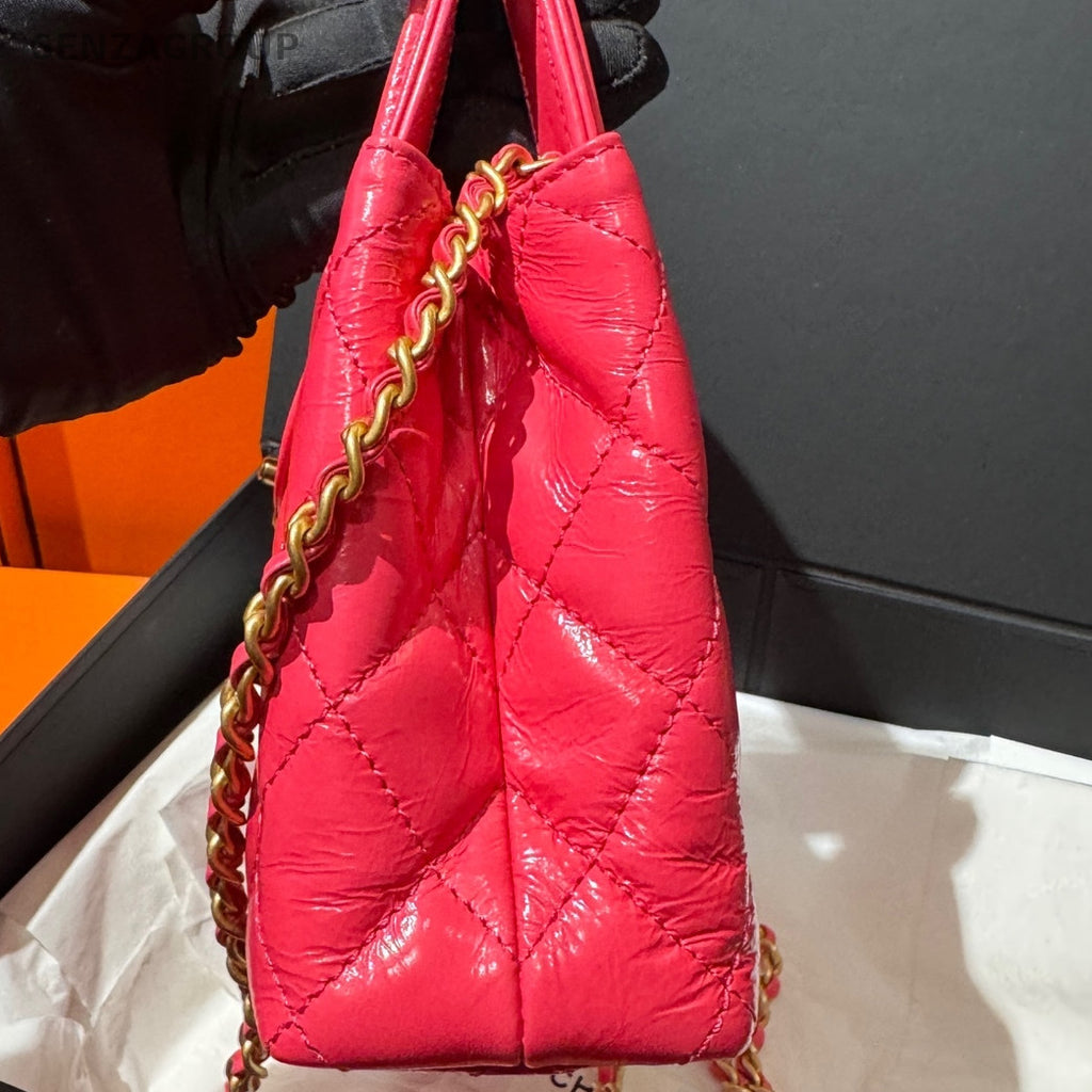 Chanel 24P Pink Calfskin Gold Hardware Small Handbag Chain Shoulder Bag
