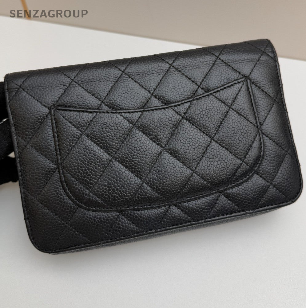 CHANEL Woc Diamond Pattern Calfskin Chain Shoulder bag Black Gold Women Classic