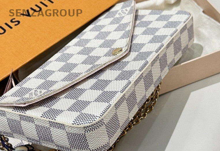 Louis Vuitton Damier Azur Shoulder Crossbody Bag Blue Almost Brand New Women