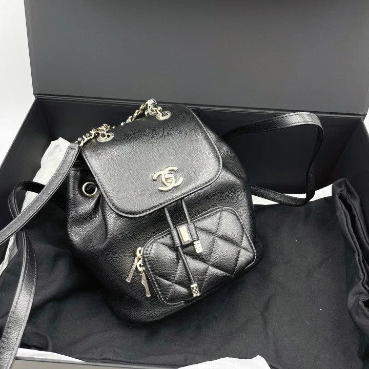 CHANEL Black Leather Affinity Small Backpack For Women