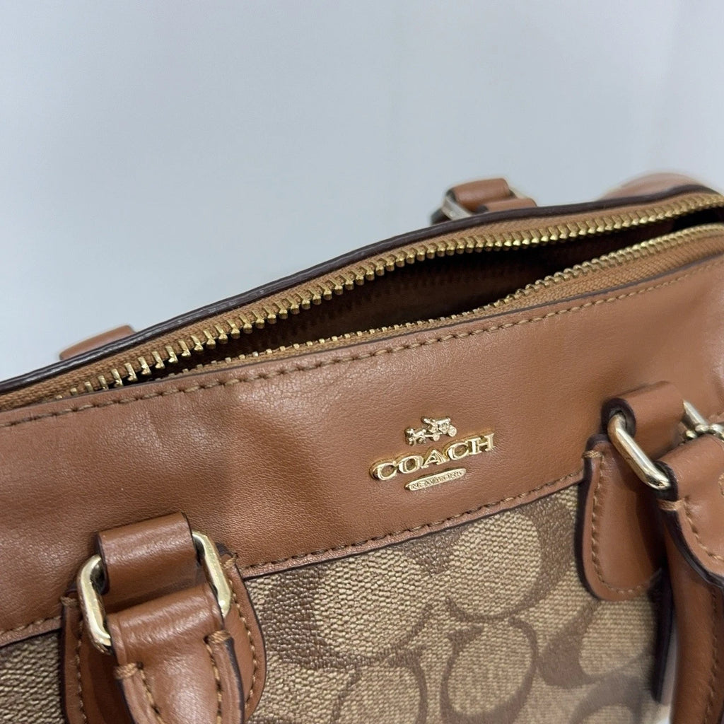 Coach Beige Monogram Rivet Pillow Shoulder Crossbody Handbag Women
