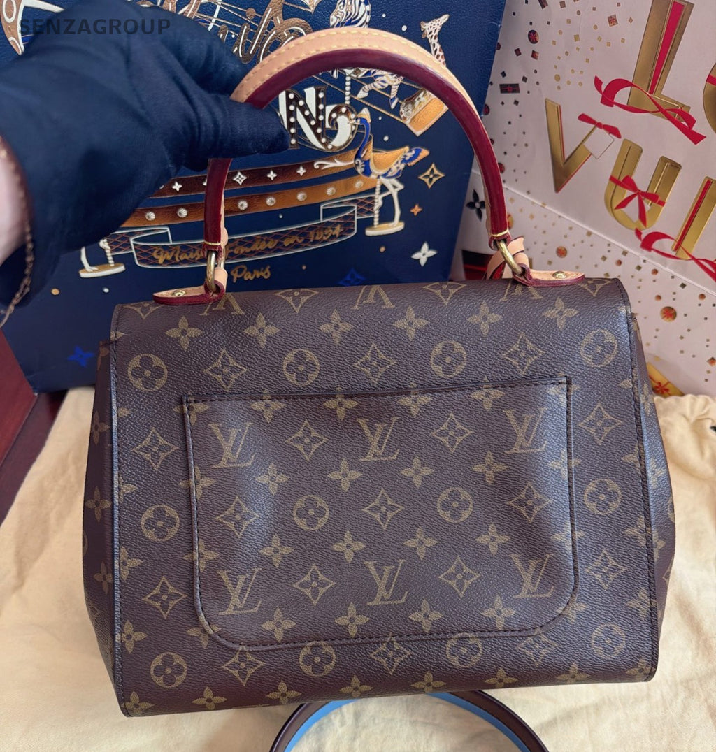 Louis Vuitton Cluny MM Top Handle Crossbody Monogram Brown Gold Women Classic