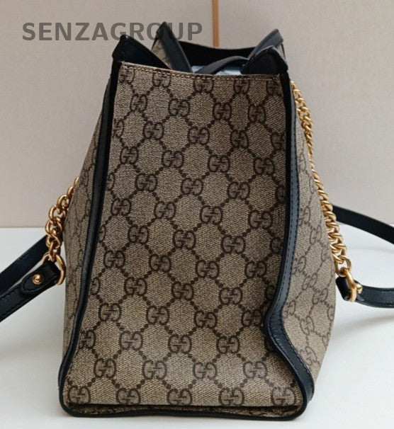 Gucci Padlock MM Chain Shoulder Bag Beige Black Gold Women Classic Fashion