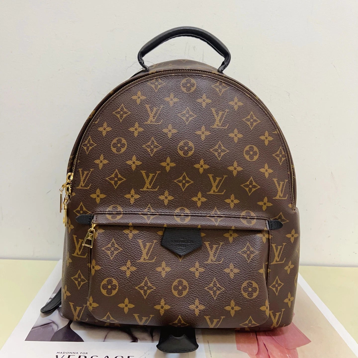 Louis Vuitton Springs MM Monogram Canvas Backpack Brown Gold Unisex Adults
