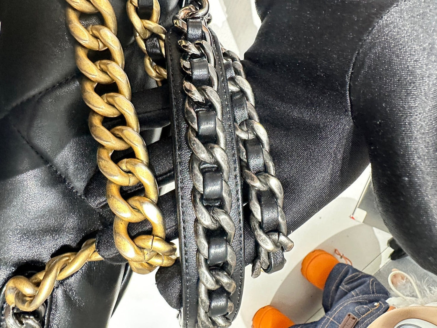 Chanel 19 Small Black Gold Chain Shoulder Crossbody Bag Quilted Classic