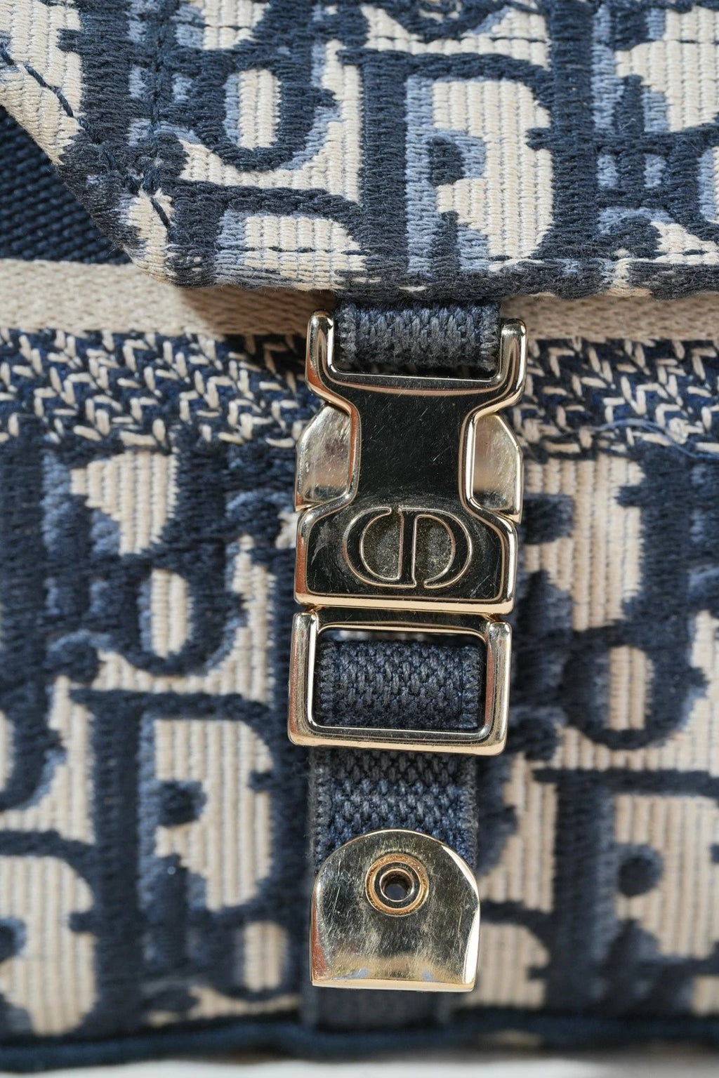 Christian Dior Camp PM Oblique Canvas Blue Shoulder Bag Crossbody SHW