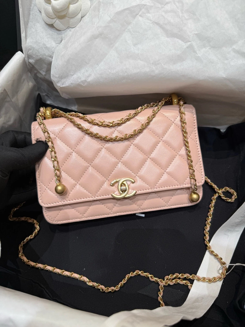 New CHANEL Sakura Pink Leather WOC Crossbody Bag For Women
