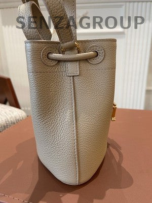 Burberry Mini Drawstring Bucket Bag in Grey Leather for Women