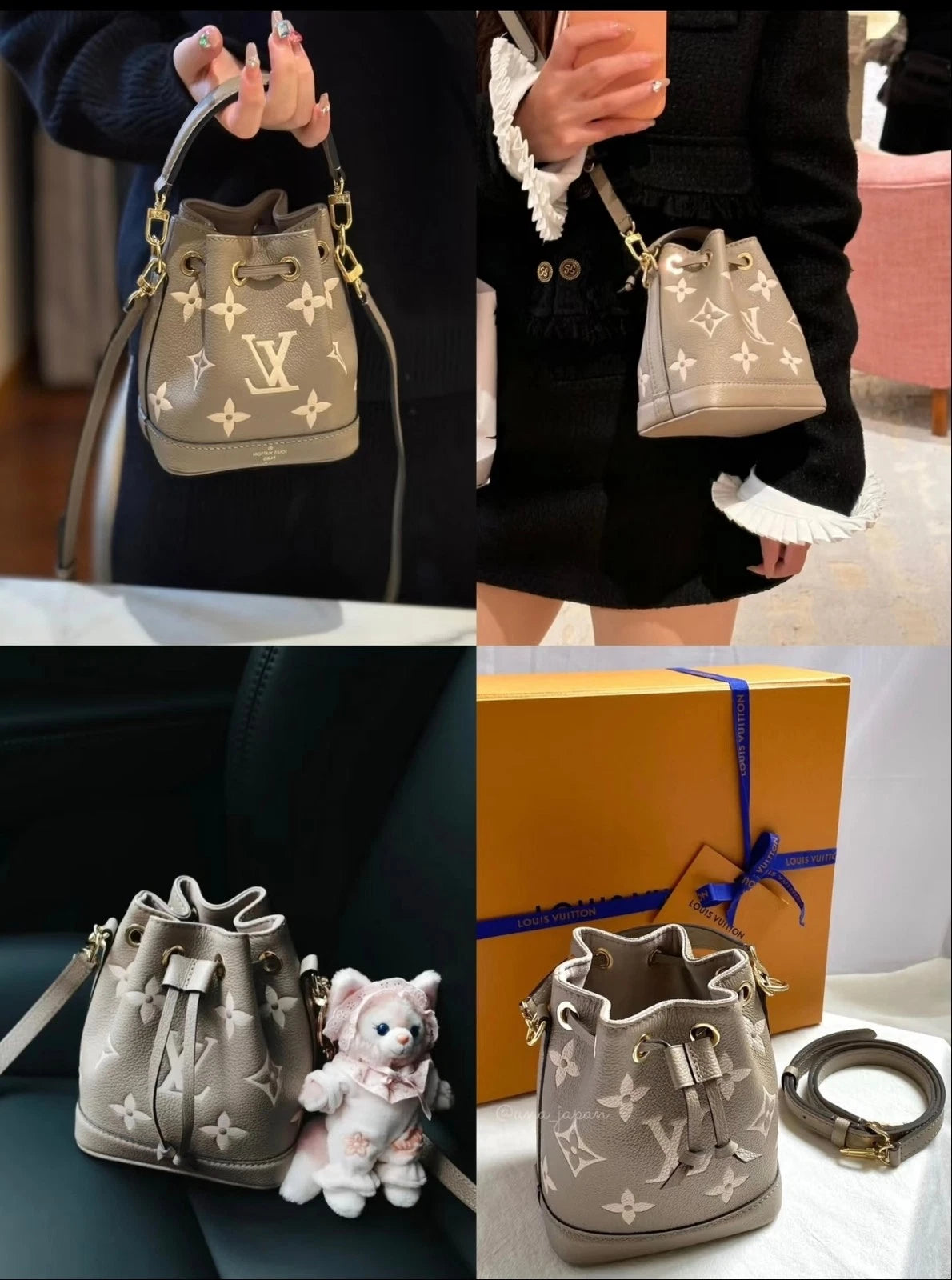 Louis Vuitton Canvas Nano Noe Gray Bucket Crossbody Bag For Women