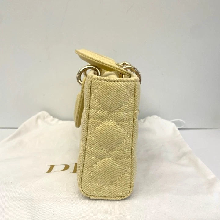 Dior D-Joy Medium Yellow Denim Shoulder Bag For Women