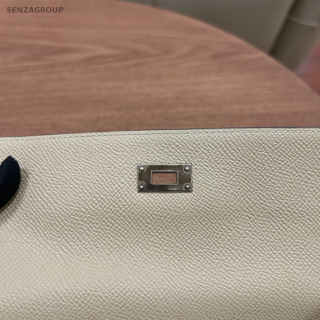 Hermes Kelly Long Wallet Gray Silver Women