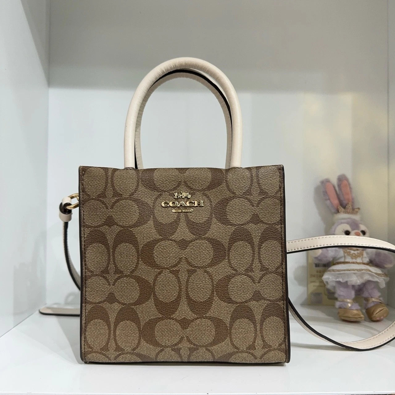 Coach Cally 17 Classic Monogram Canvas Leather Tote Crossbody Women