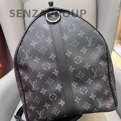 Louis Vuitton Keepall 55 Black Silver Unisex Travel Bag