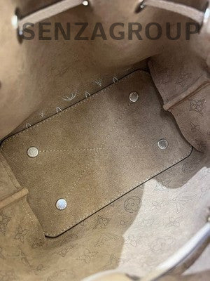 LV Bella Grey Silver Buckle Monogram Bucket Shoulder Crossbody Bag
