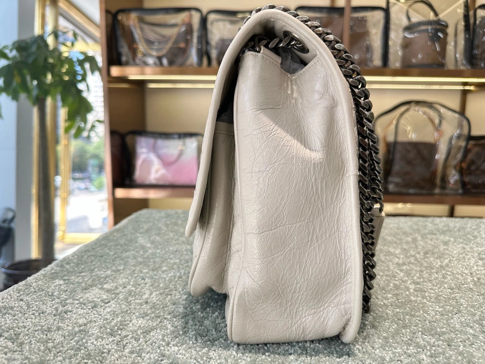 Saint Laurent Niki Leather White Shoulder Bag Crossbody Excellent