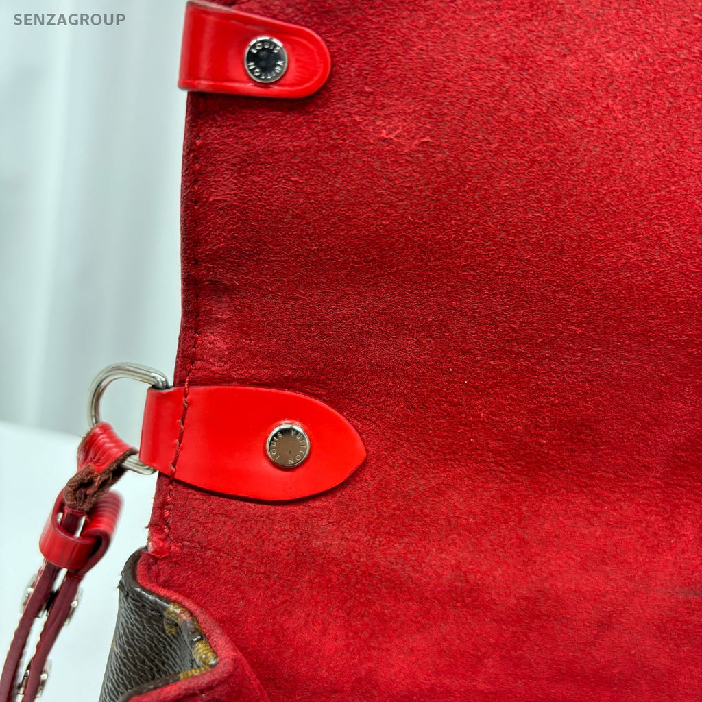 Louis Vuitton RED Epi Leather  Monogram Saint-Michel Shoulder Crossbody bag