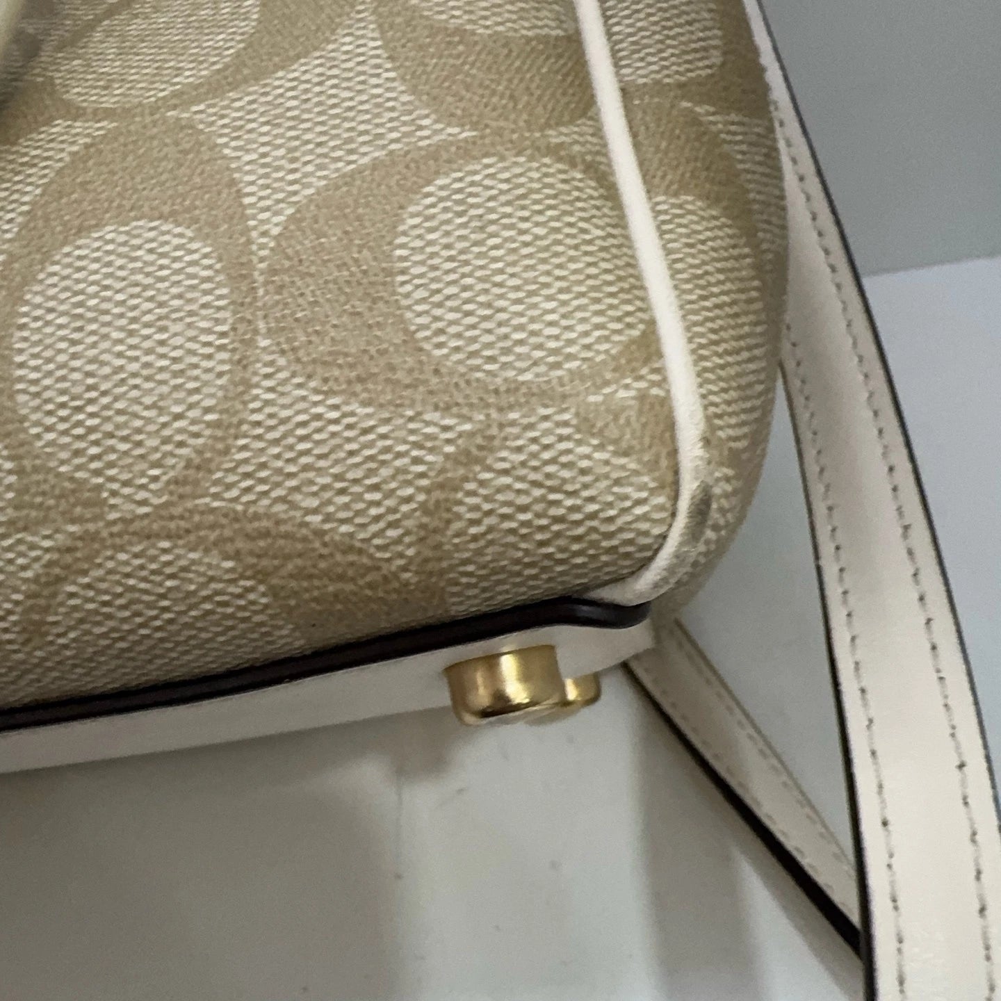 Coach Surrey Light Brown PVC Briefcase Shoulder Crossbody Handbag For Women