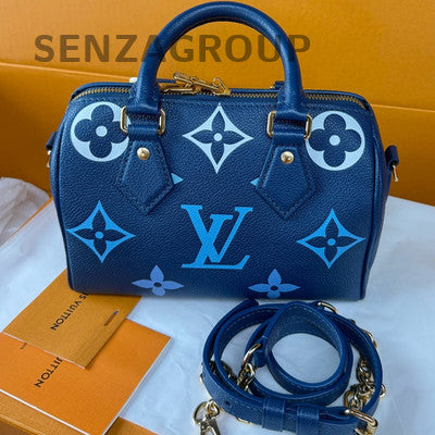 Louis Vuitton Speedy 20 Monogram Blue Gold Handbag Shoulder Bag Women Classic