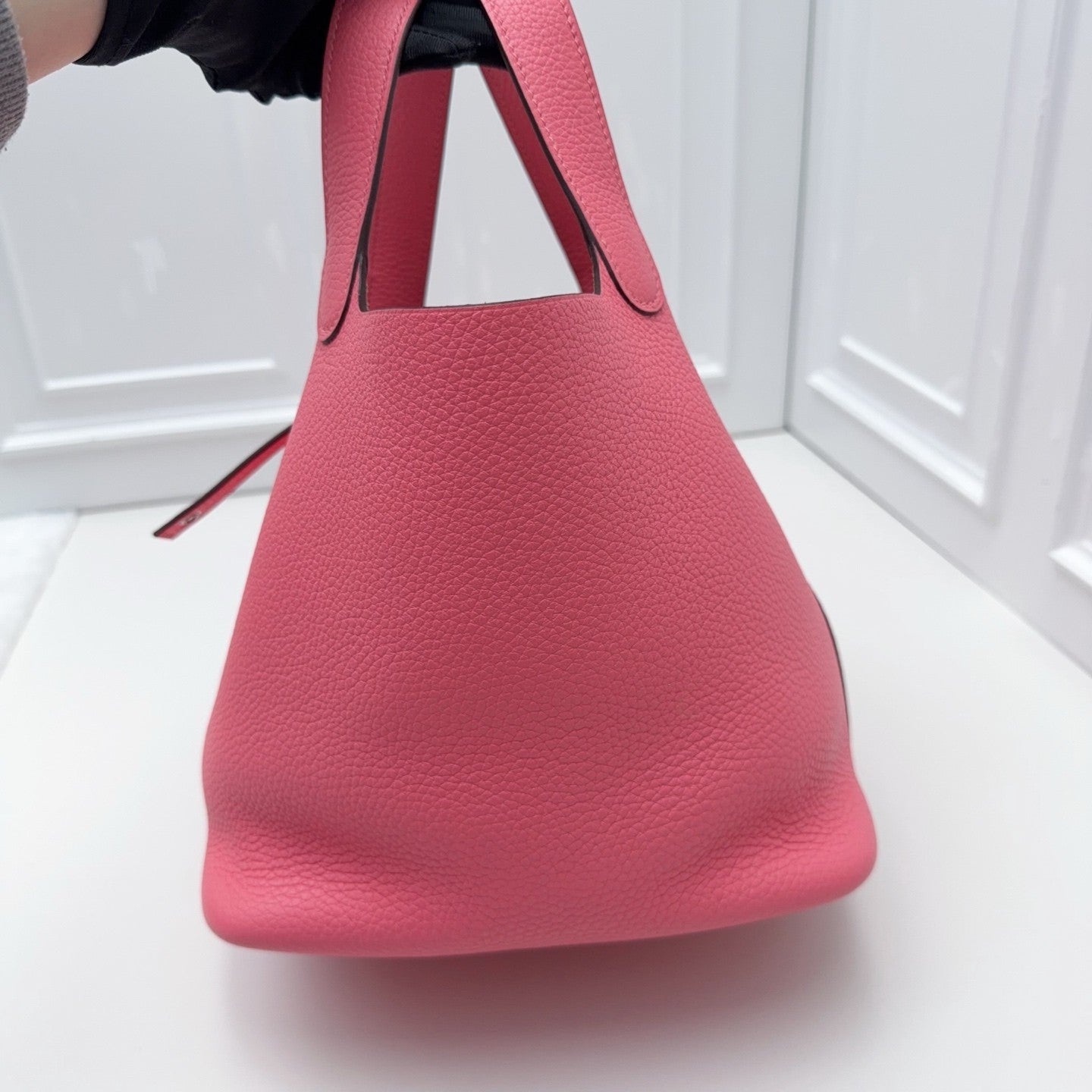 Hermes Picotin22 Top Handle Shoulder Bag Pink Silver Women Classic Fashion