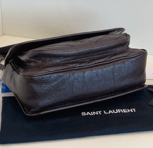 Saint Laurent Niki Bag MM Chain Shoulder Bag Brown Silver Used Women Classic