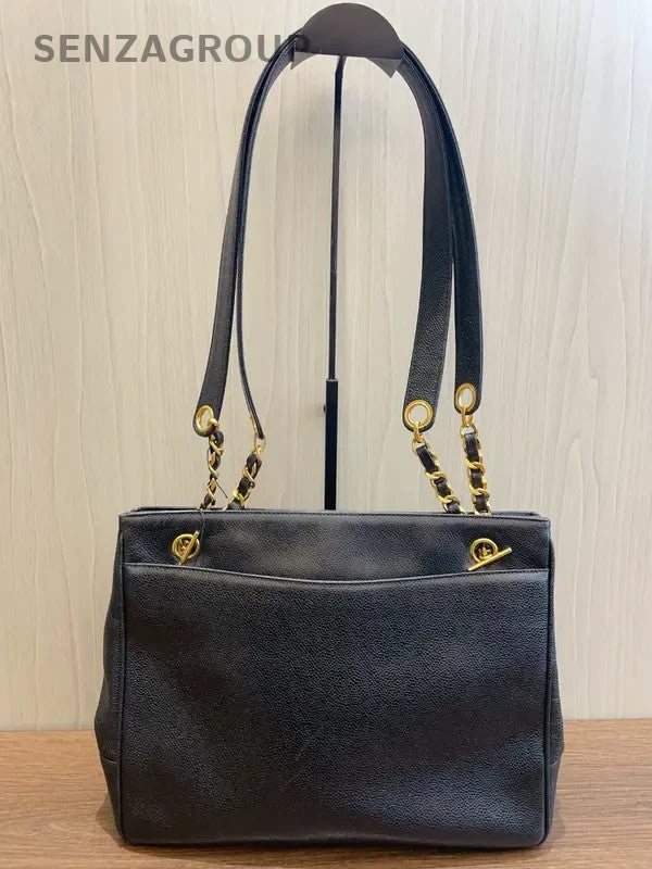 SJ0001 CHANEL leather Crossbody Bags GST Medium tote Bag Black