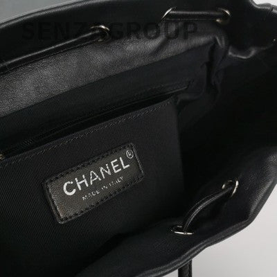 Chanel Salzburg V-Stitch Backpack Black Silver Hardware Women's Classic Fashion