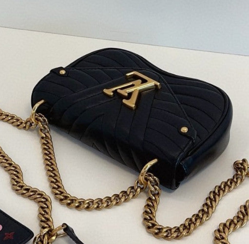Louis Vuitton New Wave PM Chain Shoulder Bag Crossbody Black Gold Women Classic