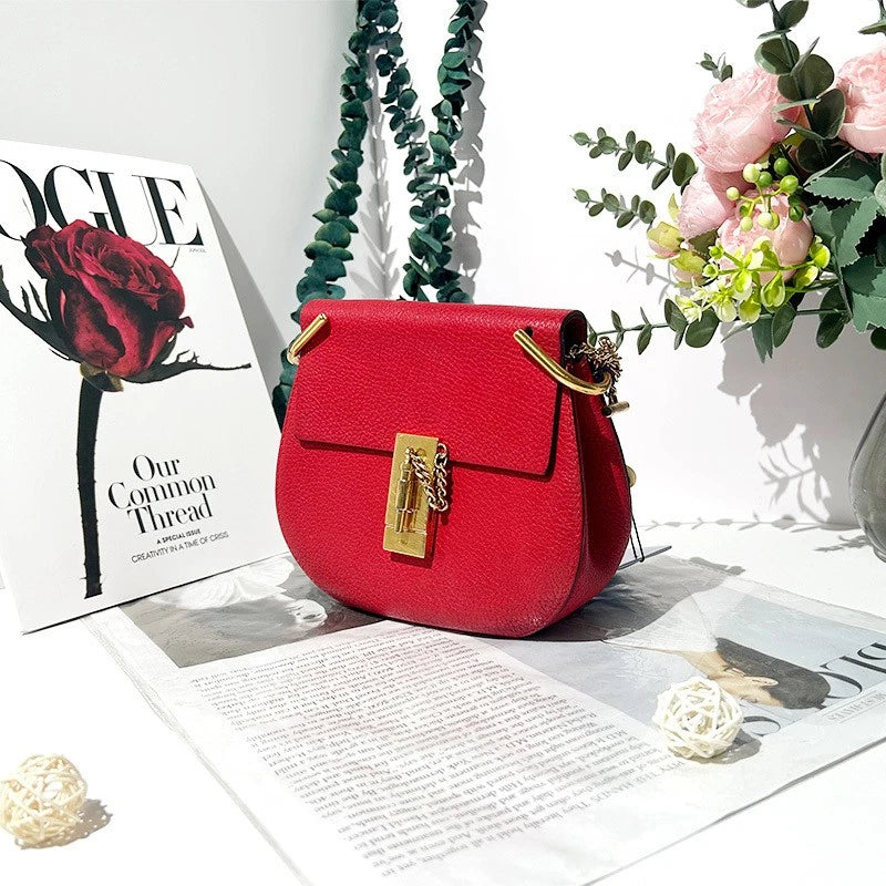 Chloe Red Leather Crossbody Shoulder Bag For Women