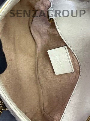Gucci Marmont Mini White Chain Shoulder Bag with Gold Hardware