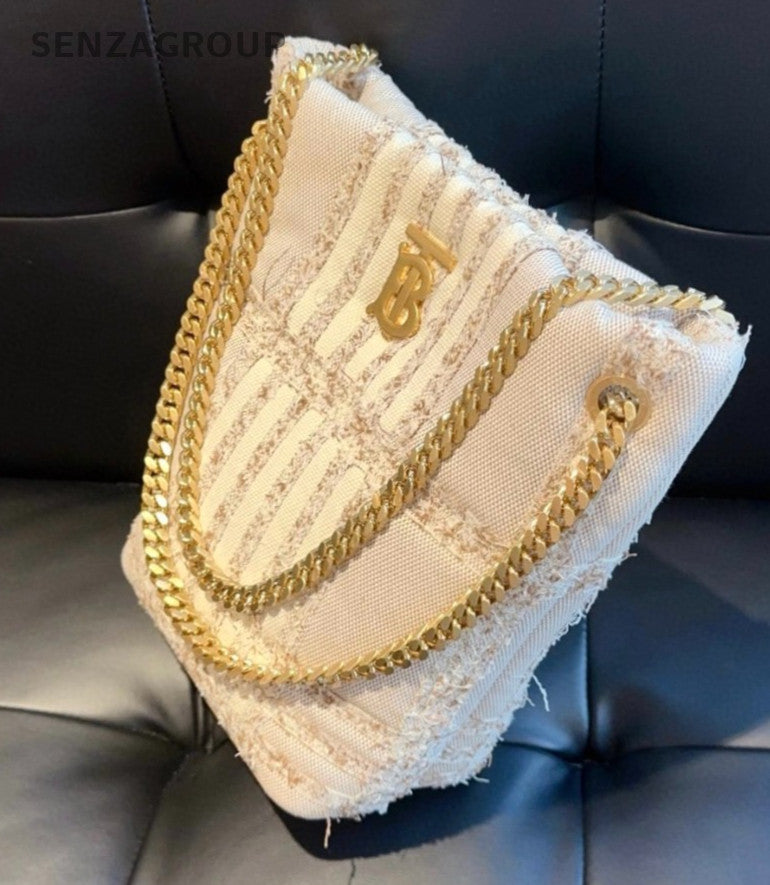 Burberry Lola Canvas Bucket Embroidery Chain Shoulder bag Women Almost Brand NEW