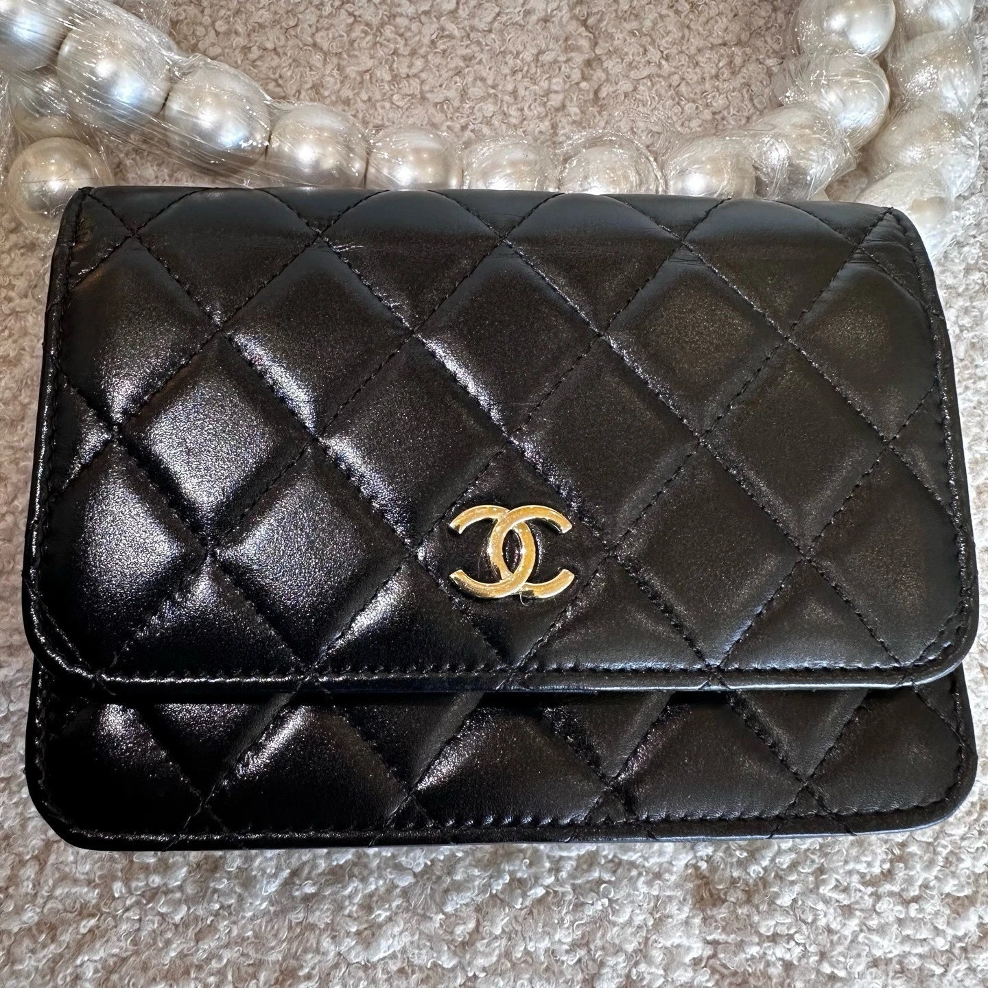 CHANEL Pearl Chain WOC Crossbody Bag For Women