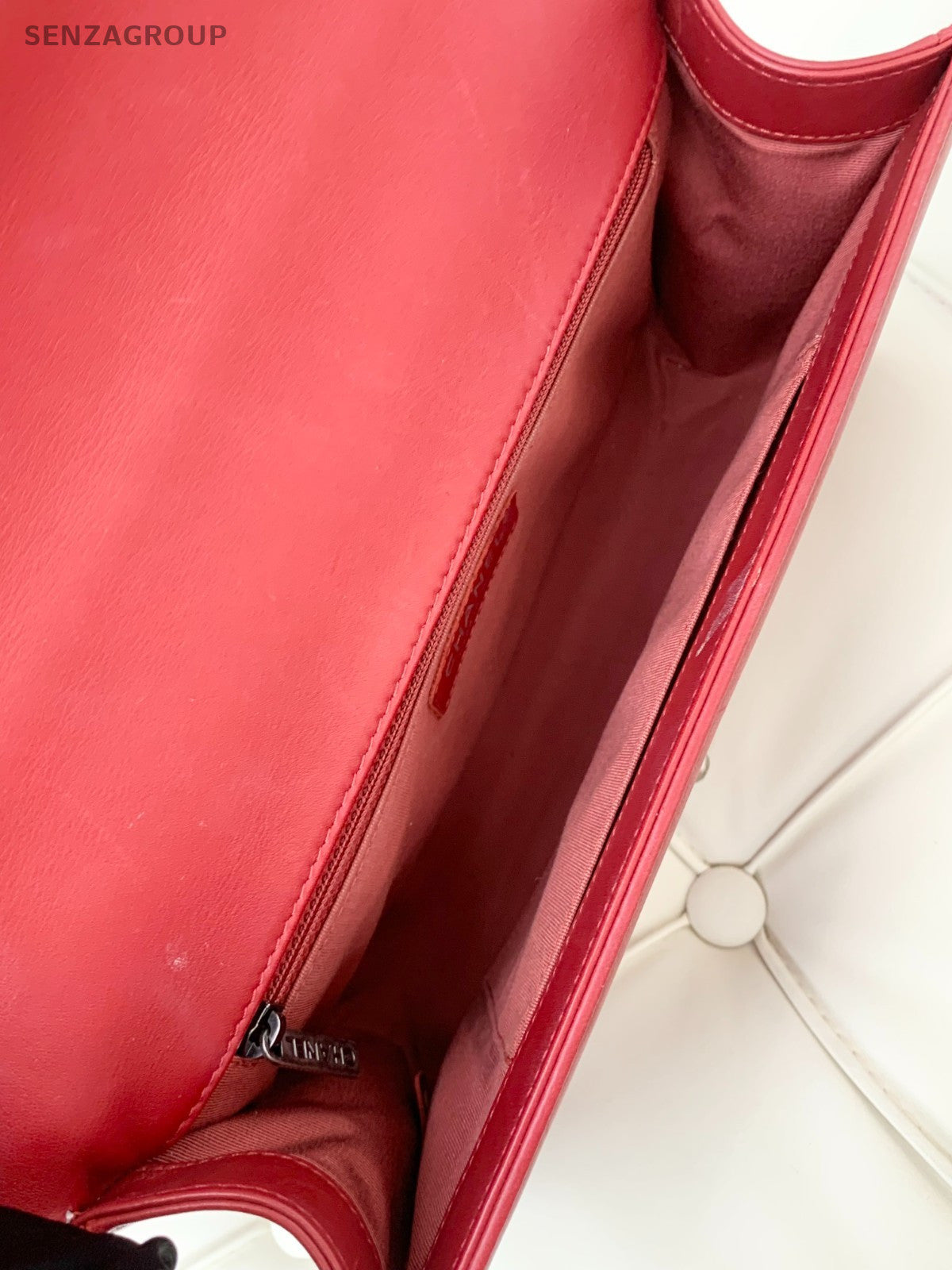 CHANEL Leboy GM Calfskin Chain Shoulder bag Red Silver Women Classic